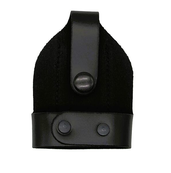 Shield Wallets Bikini Open Top Handcuff Case with Clip and Black Snap Detective Style Black Leather