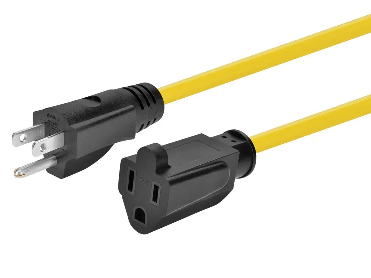 Monoprice Outdoor Extension Cord - NEMA 5-15P to NEMA 5-15R, 15 Amp, SJTW, for Computers, Monitors, Scanners, Printers