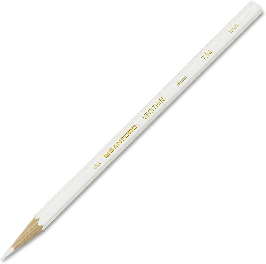 Sanford Verithin Colored Pencils - White Lead - White Barrel - 12 / Dozen