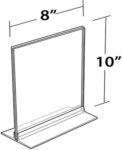 Azar Displays 102718 8-Inch by 10-Inch Vertical or Horizontal T-Strip Acrylic Sign Holder, 10-Pack