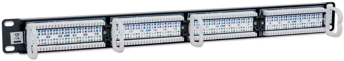 Intellinet 24 Port Cat5e Network Patch Panel Wall Mount– 1U Rack Height