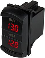 Sea-Dog Dual Volt Meter Rock Switch 10V-48VDC