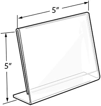 Azar Displays Acrylic L-Shaped Sign Holders, Clear - Pack of 10
