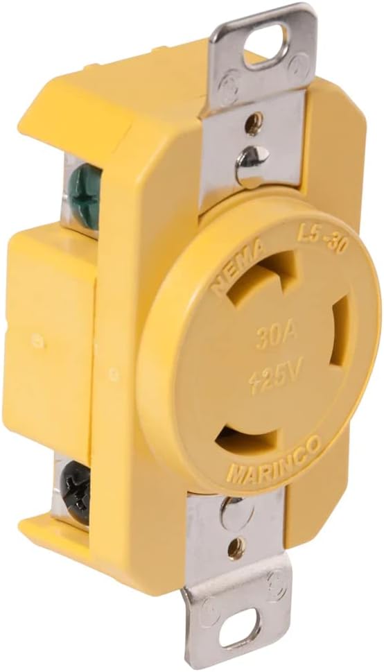 Marinco 305CRR Marine Electrical Receptacle (30-Amp, 125-Volt, Female, Yellow)
