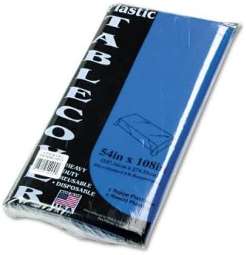 Tablemate Plastic Table Covers, 54in x 108in, Blue, Pack Of 6