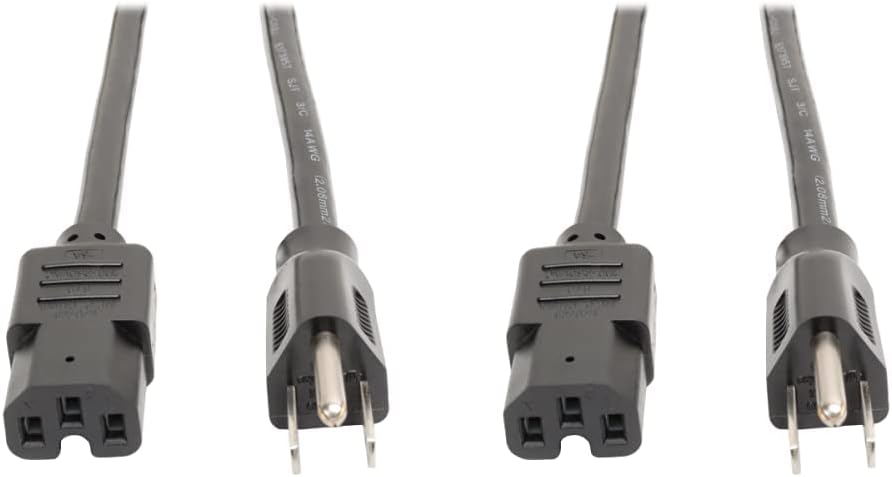 Tripp Lite Heavy Duty Power Cord, 15A, 14AWG (NEMA 5-15P to IEC-320-C15) 8-ft. (P019-008), Black