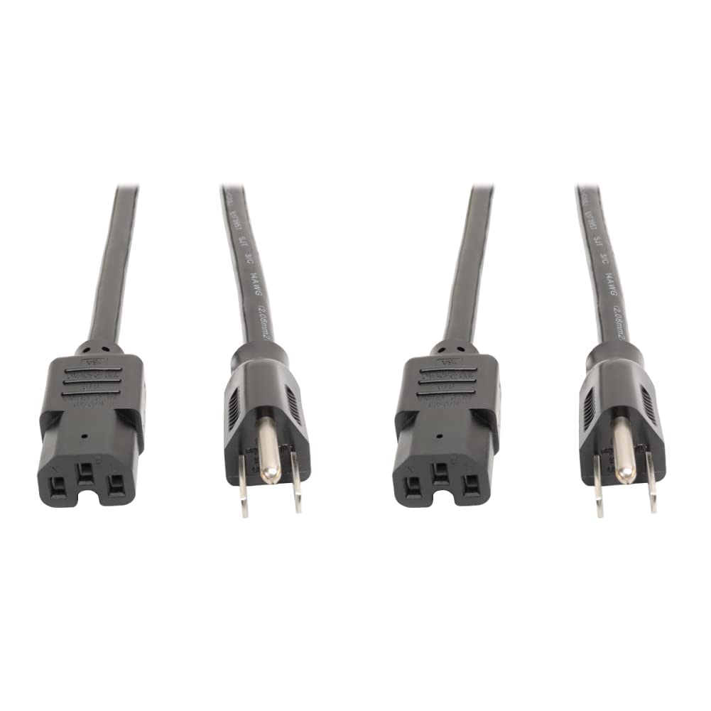 Tripp Lite Heavy Duty Power Cord, 15A, 14AWG (NEMA 5-15P to IEC-320-C15) 8-ft. (P019-008), Black