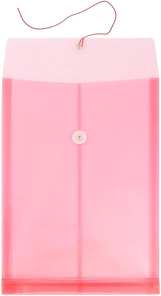 JAM PAPER Open-End Plastic Envelopes, Button & String