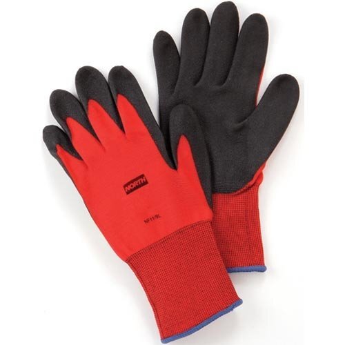 Honeywell Medium NorthFlex Red NF11 15 Gauge Black Foam PVC Palm and Fingertips Coated Work Gloves with Red Nylon Liner