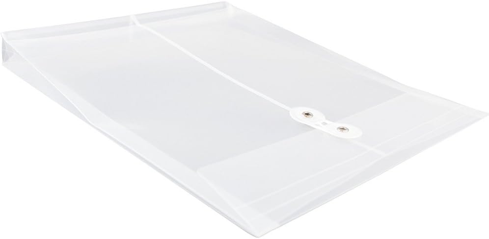 JAM PAPER Open-End Plastic Envelopes, Button & String