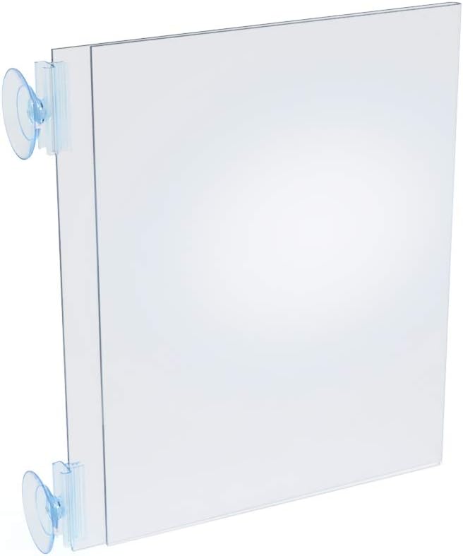 Azar Displays 106688 Two Sided Acrylic Sign Holder Suction Grippers,8.5" x 11" Pack of 10