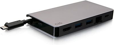 C2G USB-C® 5-in-1 Compact Dock with HDMI®, 2X USB-A, Ethernet, and USB-C Power Delivery up to 100W - 4K 30Hz
