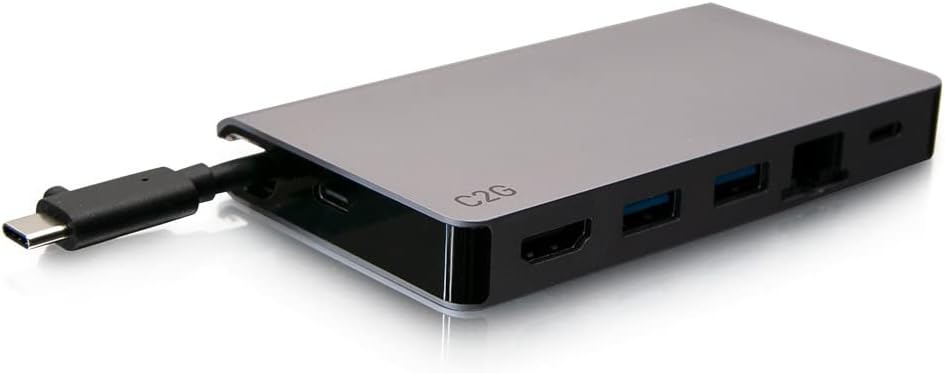 C2G USB-C® 5-in-1 Compact Dock with HDMI®, 2X USB-A, Ethernet, and USB-C Power Delivery up to 100W - 4K 30Hz