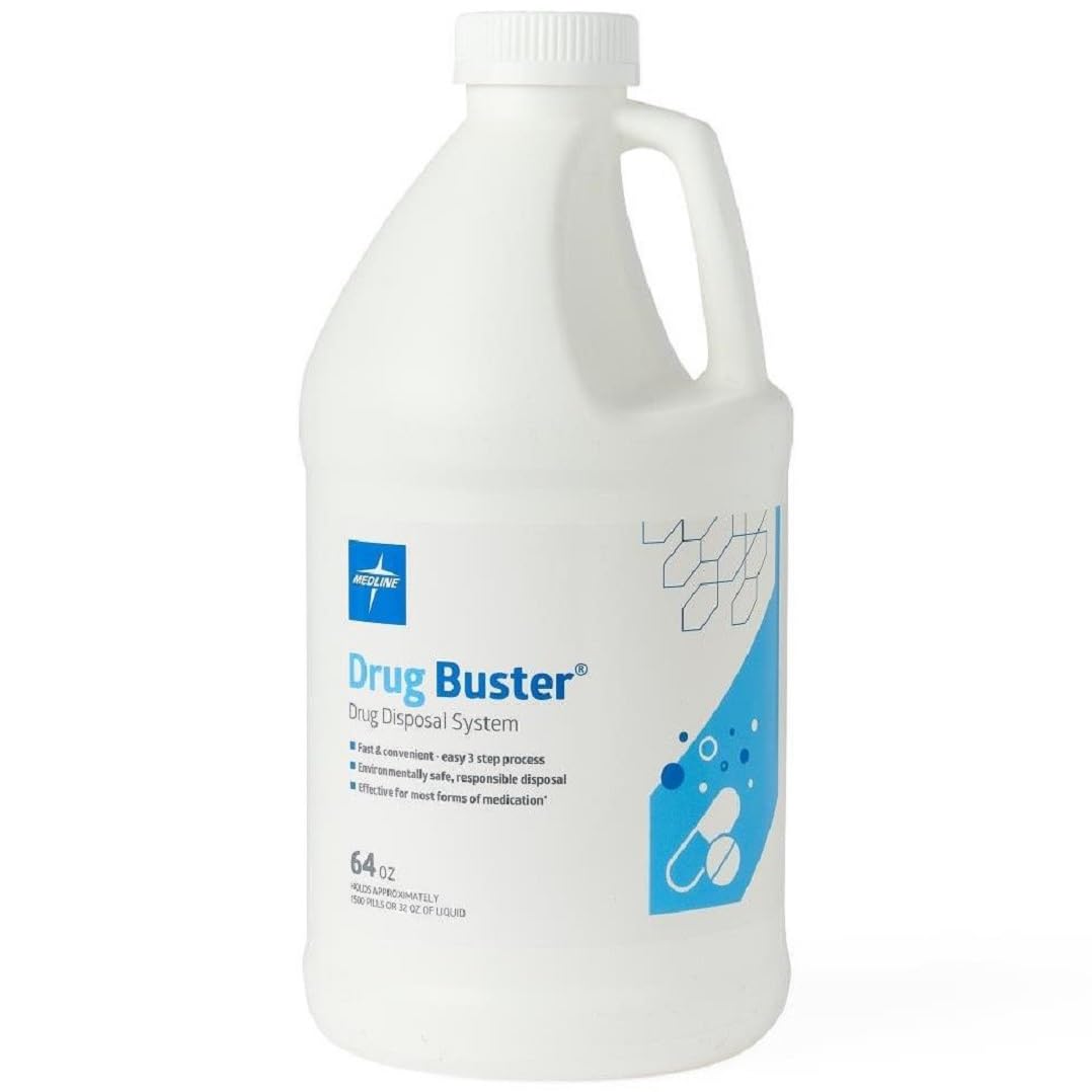 Medline Drug Buster Drug Disposal System, 64 oz bottle, used for pill disposal, destroys prescription medications safely