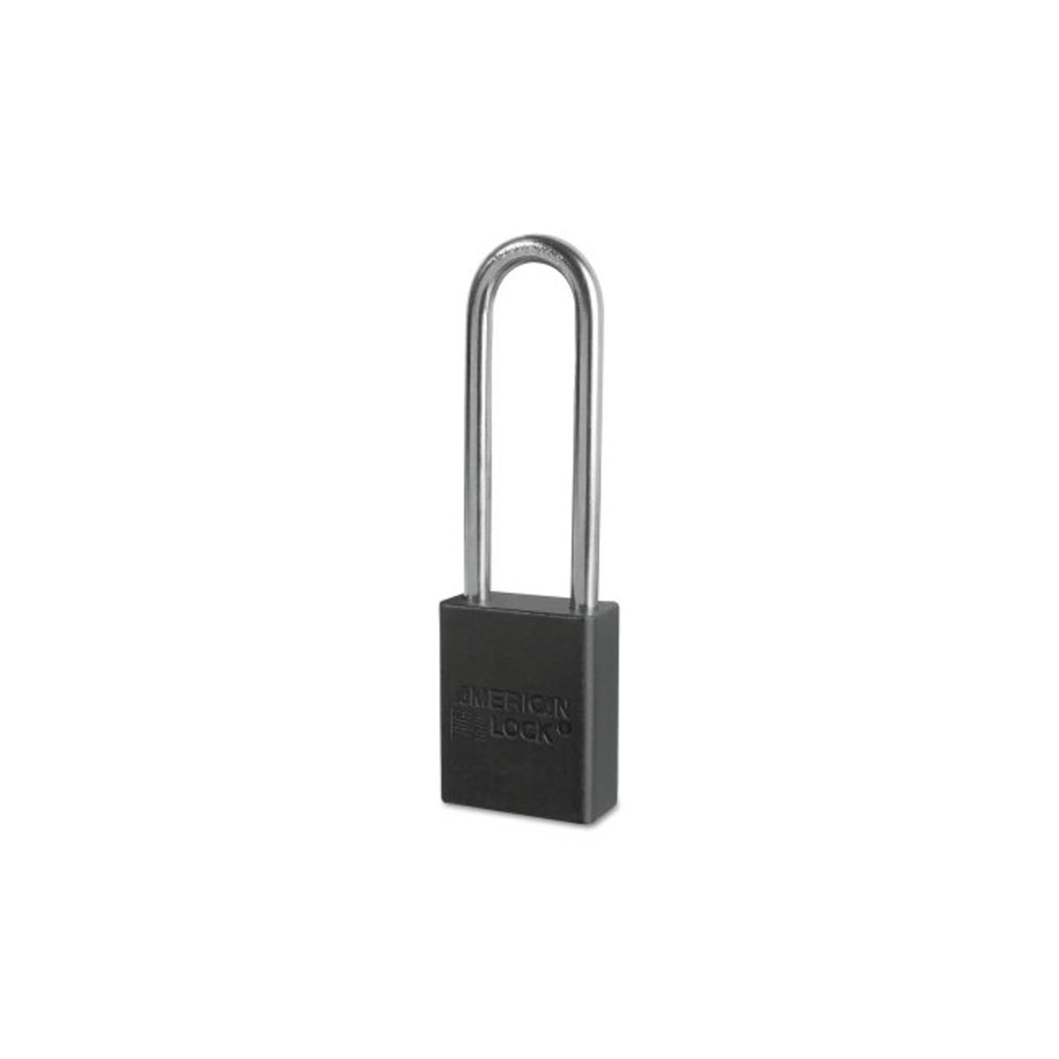 Lockout Padlock: Keyed Different, Aluminum, 3" High, Steel Shackle, Black
