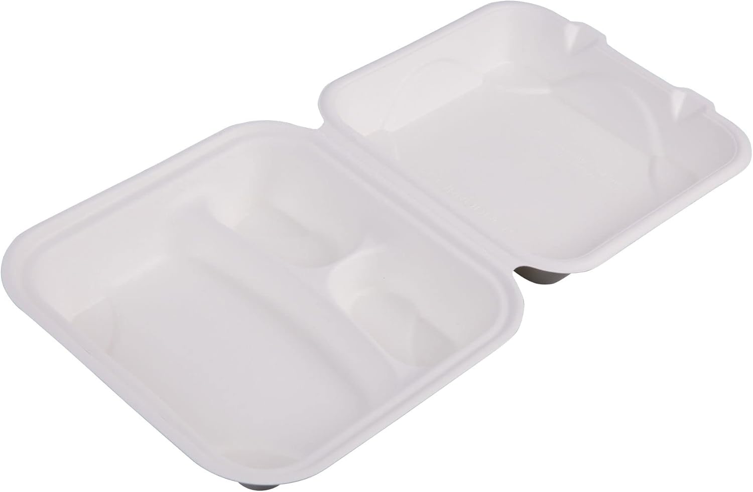 ECO PRODUCTS Compostable 8" Clamshell To Go Containers, Case of 200, 3 Compartment, Square Take Out Food Box