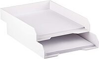 JAM PAPER Stackable Paper Trays - White - Desktop Document, Letter, & File Organizer Tray - 2/Pack