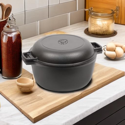 COMMERCIAL CHEF Cast Iron Dutch Oven with Lid and Handles