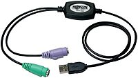 Tripp Lite USB to PS/2 Adapter, USB-A Male to 2 x PS/2 Female, 18"