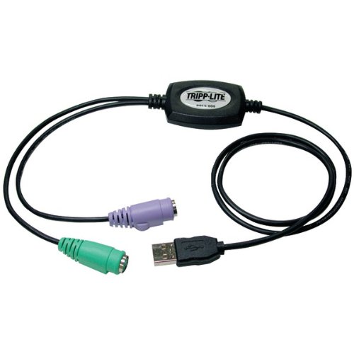 Tripp Lite USB to PS/2 Adapter, USB-A Male to 2 x PS/2 Female, 18"