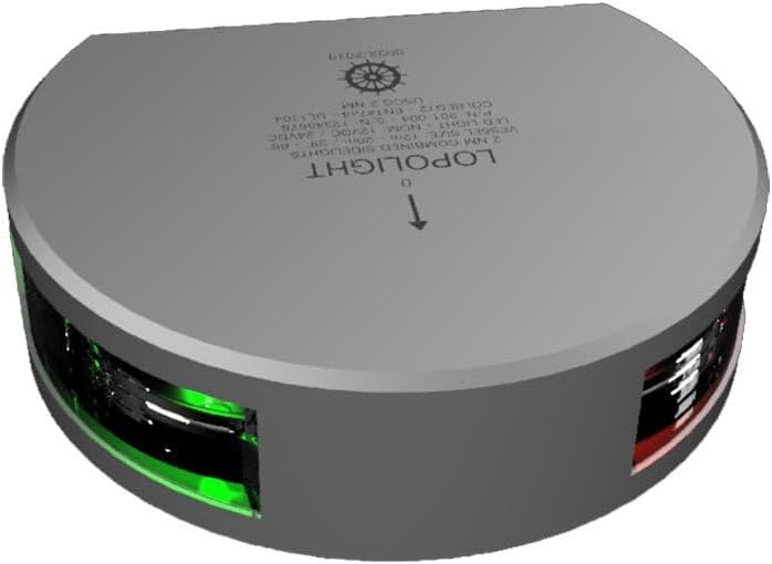 Lopolght Series 201-004 - Starboard & Port Sidelight - 2NM - Vertical Mount - Green/Red - Silver Housing