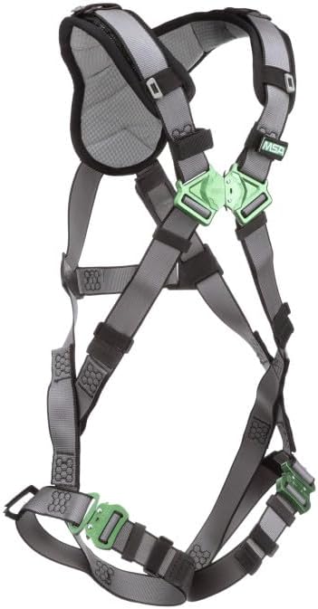 MSA V-FIT Standard Safety Harness - Polyester & Nano-Technology Treated Web Full Body Harness Back, Shoulder Padding