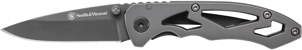 Smith & Wesson CK400 5.4in High Carbon S.S. Folding Knife with a 2.2in Drop Point Blade and Stainless Steel Handle