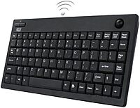 WKB-3100UB Wireless Mini Trackball Keyboard - Compact 87-Key Layout, Built-in 800 DPI Optical Trackball