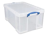 Really Useful Box Plastic Storage Container With Handles/Latch Lid, 28in x 17 5/16in x 12 1/4in, Clear