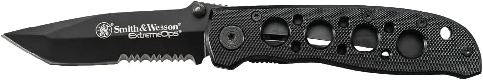 Smith & Wesson CK5TBS 7.4in High Carbon S.S. Folding Knife with a 3.2in Serrated Tanto Blade and Aluminum Handle for Outdoor