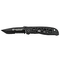 Smith & Wesson CK5TBS 7.4in High Carbon S.S. Folding Knife with a 3.2in Serrated Tanto Blade and Aluminum Handle for Outdoor, Tactical, Survival and EDC Box