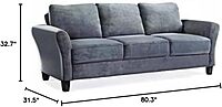 Willow Microfiber Upholstered Modern Sofa with Rolled Arms Dark Gray - Studio Living