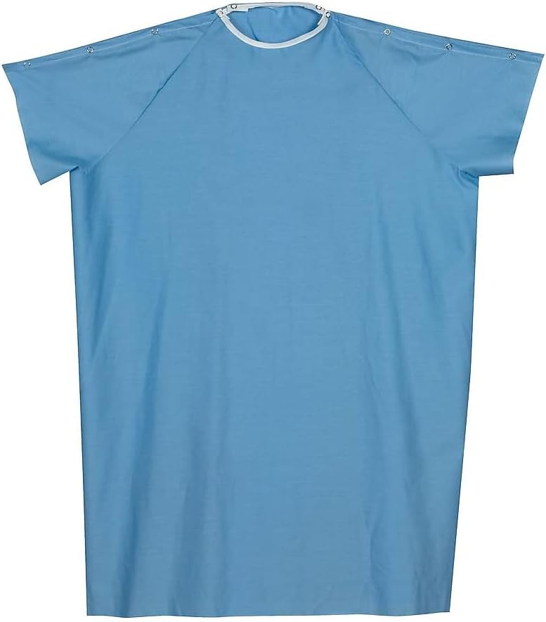 DMI Hospital Patient Gown for Women or Men, Back and Shoulder Snap, 36" Long