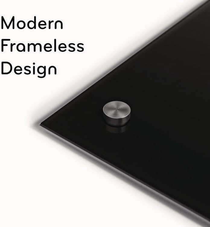 U Brands Glass Non-Magnetic Dry-Erase Board, 36in X 24in, Black Surface, Frameless, Actual Size 35in X 23in (170U00-01)