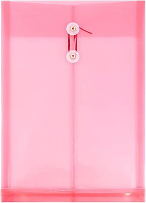 JAM PAPER Open-End Plastic Envelopes, Button & String