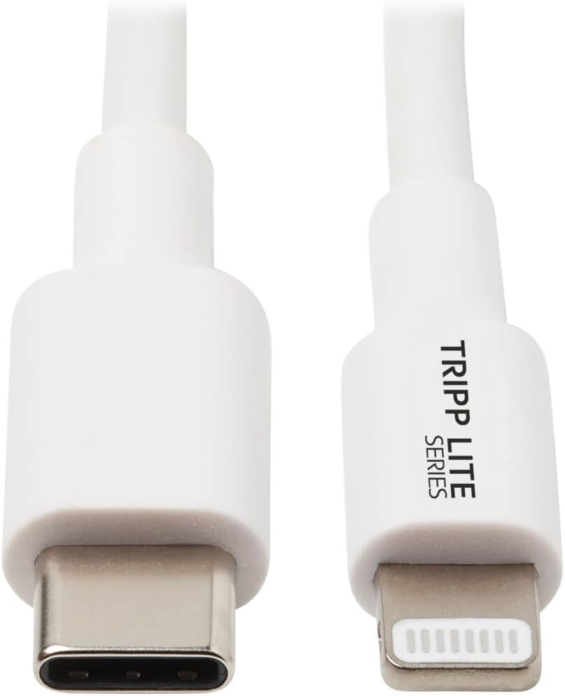 Eaton Tripp Lite Lightning to USB-C Charging & Data Cable for Apple iPhone & iPad, MFi Certified, White, 3 Feet / 0.9 Meters