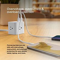 Belkin 6-Outlet Power Cube w/ 3 AC Outlets, 3 USB-A Ports, & 5ft Sturdy Extension Cord - Convenient Compact Cube for Home