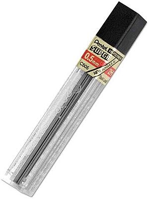 Pentel Super Hi-Polymer Leads, 0.5 mm, 2H, Hard, 12 Leads Per Tube