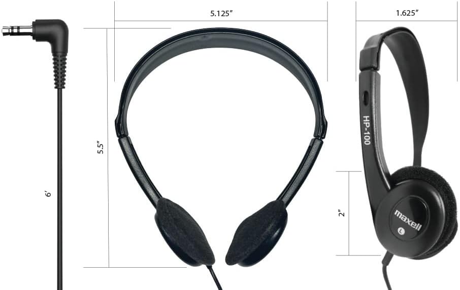 Maxell - 190319 Stereo Headphones - 3.5mm Cord with 6-Foot Length - Soft Padded Ear Cushions