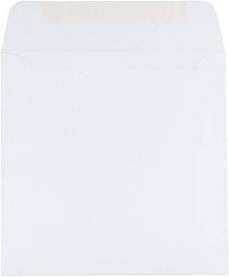 JAM PAPER Square Invitation Envelopes - White - Gummed Seal - 25/Pack