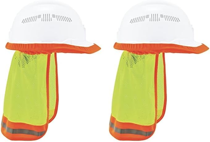 Ergodyne GloWear 8005 High Visibility Reflective Mesh Hard Hat Neck Shade, Lime (Pack of 2) Lime Pack of 2