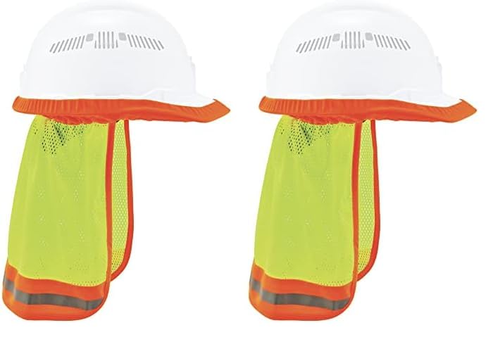 Ergodyne GloWear 8005 High Visibility Reflective Mesh Hard Hat Neck Shade, Lime (Pack of 2) Lime Pack of 2