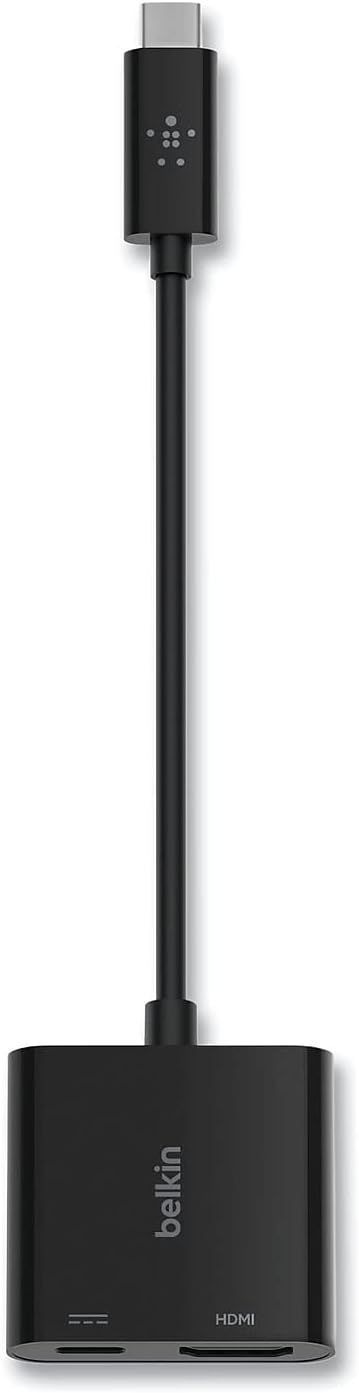 Belkin USB-C to HDMI + Charge Adapter, HDMI/USB-C(F)/USB-C(M), 2.53", Black