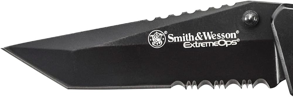 Smith & Wesson Extreme Ops CK10HBS 7.8in S.S. Folding Knife with 3.4in Serrated Tanto Point Blade and S.S. Handle