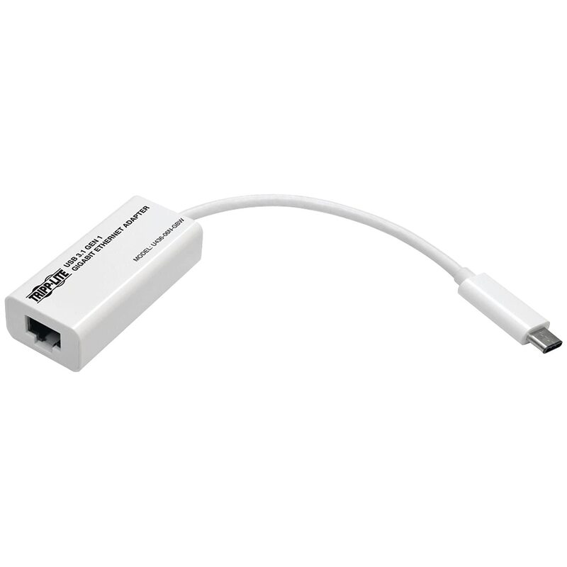 Tripp Lite USB-C to Gigabit Ethernet NIC Network Adapter 10/100/1000 Mbps White - Network adapter - USB-C 3.1