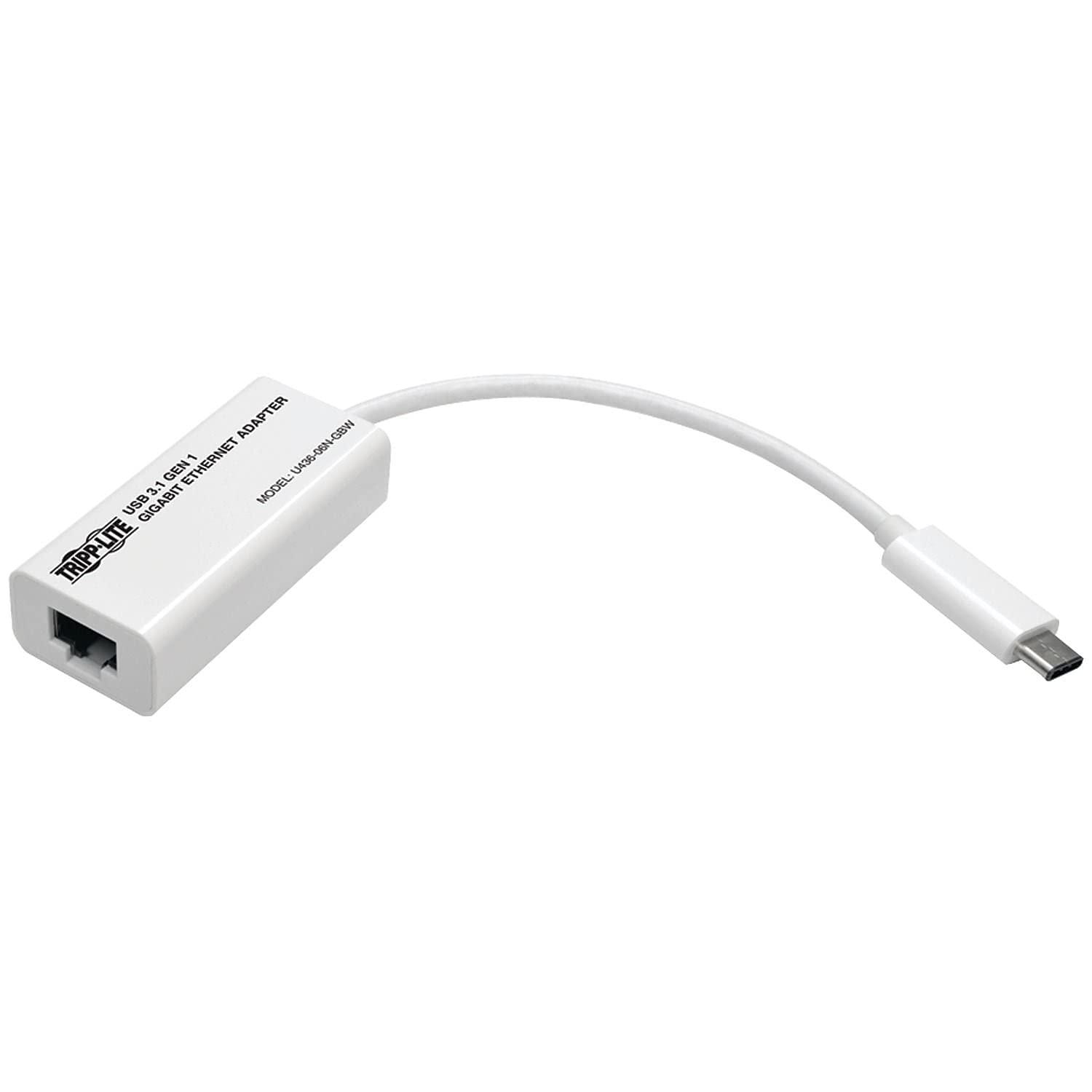 Tripp Lite USB-C to Gigabit Ethernet NIC Network Adapter 10/100/1000 Mbps White - Network adapter - USB-C 3.1
