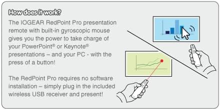 IOGEAR Red Point Pro 2.4GHz Gyroscopic Presentation Mouse with Laser Pointer, GME430R