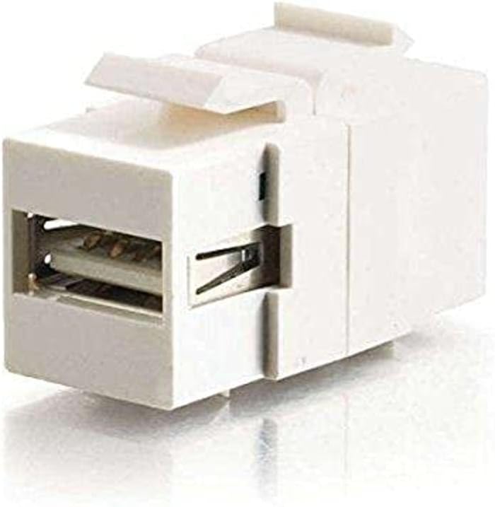 C2G/Cables to Go 28751 Snap-In USB A/B Female Keystone Insert Module, TAA Compliant, White