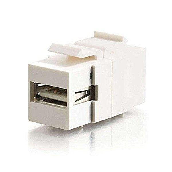 C2G/Cables to Go 28751 Snap-In USB A/B Female Keystone Insert Module, TAA Compliant, White