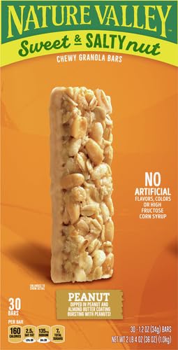 Nature Valley Sweet and Salty Granola Bars, Peanut, 30 Bars, 36 OZ Peanut 30 Count (Pack of 1)